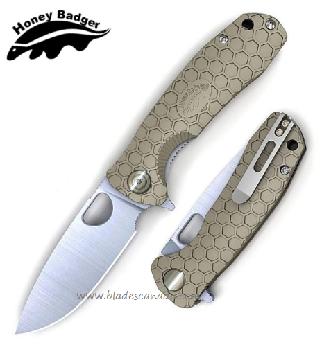Honey Badger Mini Badger Flipper Folding Knife, FRN Tan, HB1022 - Click Image to Close